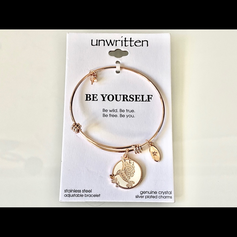 Hummingbird Bangle Bracelet in Rose Gold-Tone